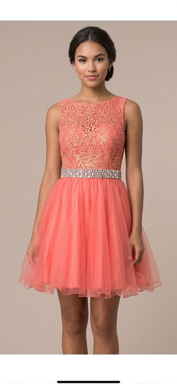 Narrianna Women's Open Back Sleeveless Laced Studded Pink Tutu Dress Size M Dres
